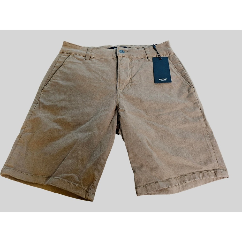 Hudson Chino Shorts Mens Size 29 Tan Khaki Flat Front Casual Cotton Blend NWT